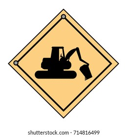 signal warning  excavator  vector illustration