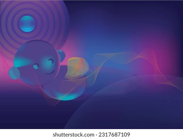 signal wave background, cyber data flow. network line connect stream. concept of network line technology, media image of today's digital communication, blue-violet tones. 