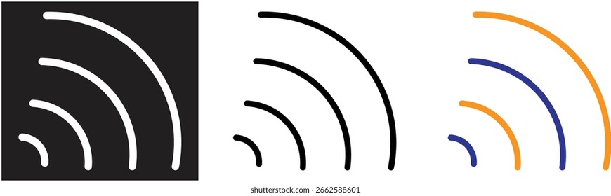 Ícone de onda de sinal representando transmissão pela Internet ou transmissão sem fio com fundo transparente