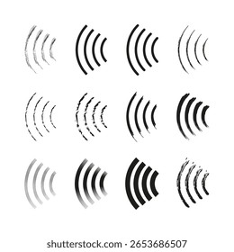 Ícones de onda de sinal. Barras de som abstratas. Símbolos de comunicação sem fio. Indicadores Wi-Fi vetoriais. EPS 10.