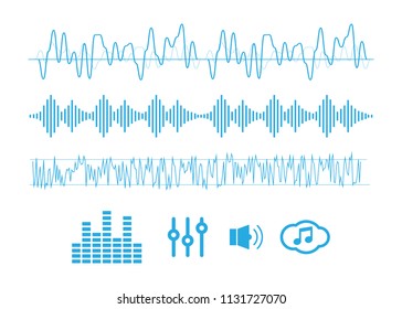 Signal wave set. Analog signals, digital sound waves