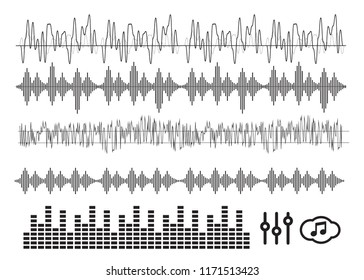 Signal wave set. Analog signals, digital sound waves