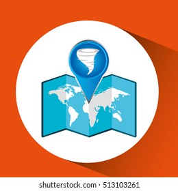 signal weather. tornado pin design vector illustration eps 10