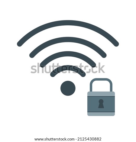 Signal Wifi 4 Bar Lock icon vector image. Can also be used for Mobile UI UX and Animations. Suitable for mobile apps, web apps and print media.