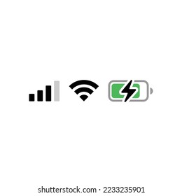 Señal, wifi, icono de la batería aislado en fondo blanco. Símbolo de barra de estado moderno, simple, vector, icono para el diseño de sitios web, aplicación móvil, ui. Ilustración vectorial