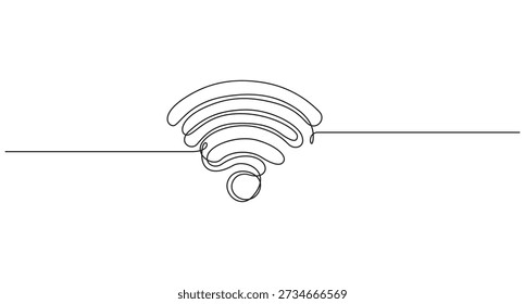 Signal wifi kontinuierliche einzeilige Kunstzeichnung.Continuous Line Art Wi-Fi Symbol, Continuous Line Drawing of WiFi Signal Icon