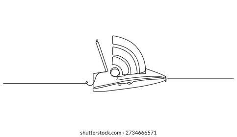 signal wifi continuous one line art drawing.Continuous Line Art Wi-Fi Symbol,Continuous Line Drawing of WiFi Signal Icon