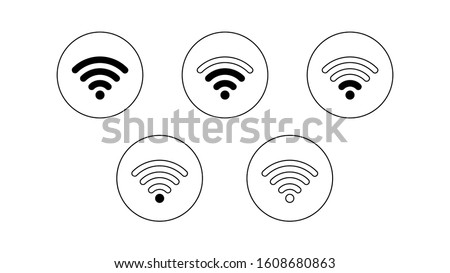 signal WiFi icon set four bar with circle vector