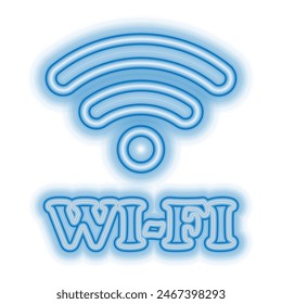 signal WIFI, neon effect wave. Vector illustration