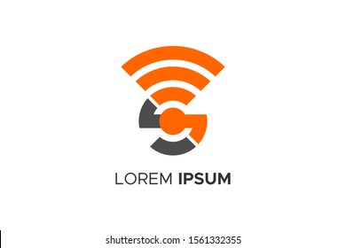 Signal Wifi Wireless Hotspot Icon Letter S Logo Concept Design Template. Vector Illustration.