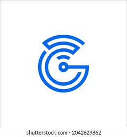Signal Wifi Wireless Hotspot Icon Letter G Logo Concept Design Template. Vector Illustration.Blue colors