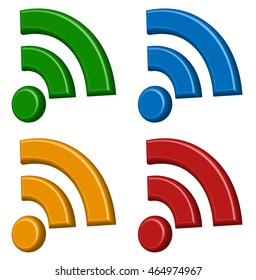 Signal (wireless connection, wifi, wireless internet) signs, symbols. Icons for aerial, cordless communication, data transfer