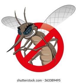 Signaling, mosquitoes with mosquito warning, prohibited sign. Ideal for informational and institutional sanitation and related care