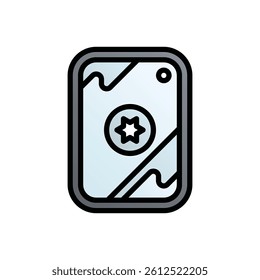 Signalling mirror. Editable vector icon, coloured with outlined stroke.