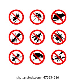 Signals of different insect pests on a white background