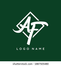 Logo de la firma AF en plantilla de logotipo de vector de forma cuadrada