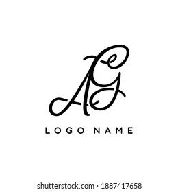 Signature of AG initial letter vector logo template isolated background