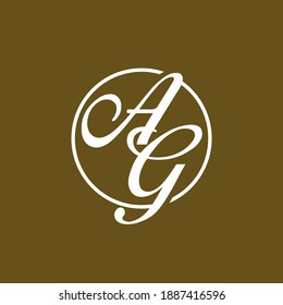 Firma de la letra AG en la plantilla de logotipo de vector de círculo fondo aislado