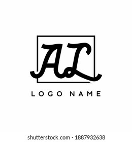 Signature of AL in rectangle shape editable vector logo template