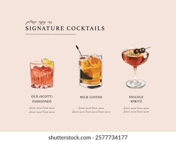 Signature Cocktail Menu for Cozy Bars and Events