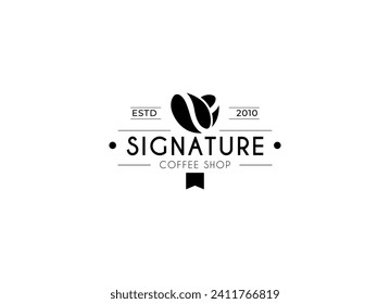  Signature coffee shop logo. Vintage Coffee Shop Logo Design