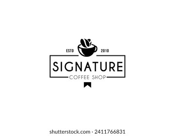  Signature coffee shop logo. Vintage Coffee Shop Logo Design