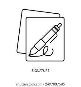 signature concept line icon. Simple element illustration. signature concept outline symbol design.