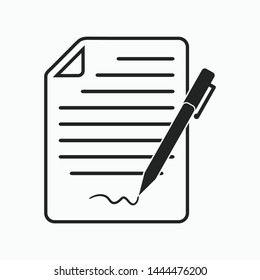 Signature contract icon. Flat style vector EPS.