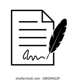 Unterschrift auf Dokumentsymbol, Logo einzeln auf weißem Hintergrund