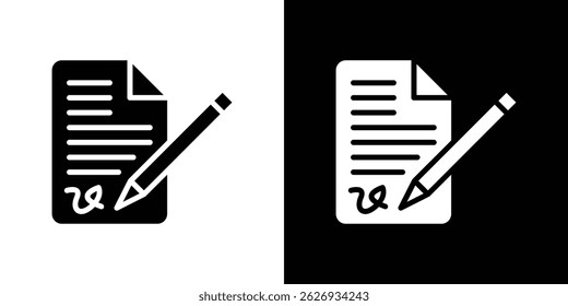 Assinatura no conceito de ícone de documentos, ilustração de vetor