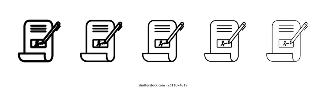 Signature in documents icon Symbol mark in Outline style