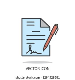 signature in documents, icon vector