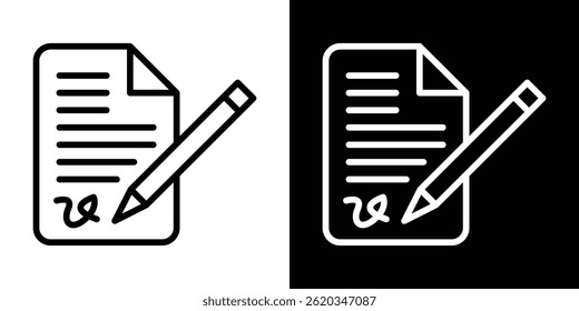 Signature in documents icon vector for web and mobile app. Symbol isolated.