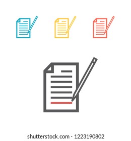 signature in documents, line icon. Vector sign for web graphics.