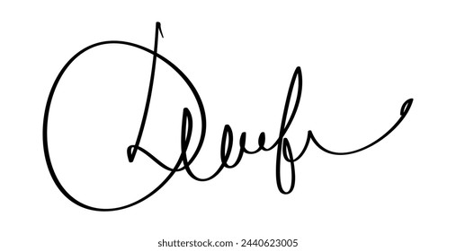 Firma para documentos sobre fondo blanco. Dibujado a mano autograma caligrafía letras ilustración vectorial