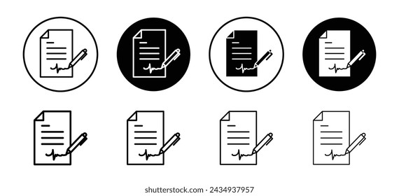 Signature in documents vector icon set collection. Signature in documents Outline flat Icon.