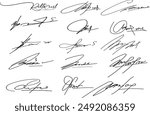 signature doodle, Hand written signature. Collection of vector signatures fictitious Autograph. Vector illustration set of hand drawn name imprint.eps8