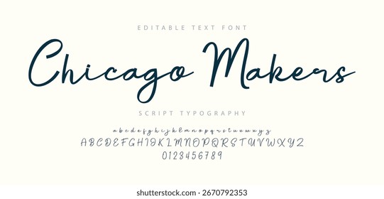 Signature Elegant Branding Typeface. Handwritten Script Editable Text Effect Template . vector illustration 
