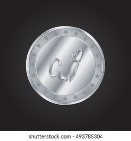 Signature embossed realistic silver / platinum coin precious Icon / Logo Design