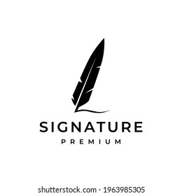 Signature Feather Quill Logo Vector Icon Illustration