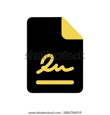 Signature File Icon Containing signed document, approval, authorization, and paperwork. Solid icon