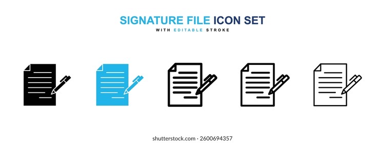 signature file icons graphics set in black and blue colors