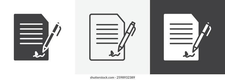signature file icons in Thin line black color. flat simple vector symbols illustration.