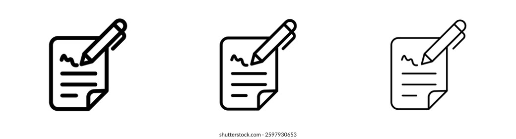 signature file thin line vector icon set.