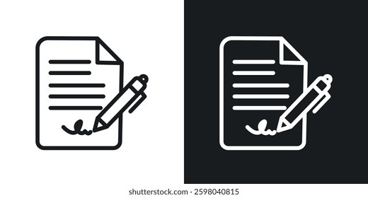 signature file vector icon set in black and white color.