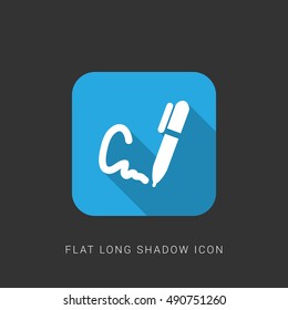Signature Flat blue long shadow Icon / Logo Design