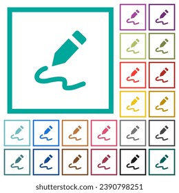 Signature flat color icons with quadrant frames on white background