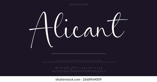 Signature Font Kalligrafie Logotype Script Pinsel Schriftart Schriftart Schrift Schrift handschriftlich. Vektorgrafik  