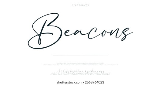 Fonte da Assinatura Caligrafia Logotipo Script Brush Tipo Fonte Letra de fonte escrita à mão. Ilustração vetorial  