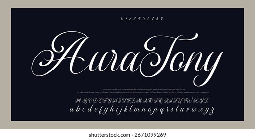 signature Font Calligraphy Logotype Script Brush Tipo de letra Letras de fuentes escritas a mano. Ilustración vectorial